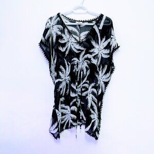 Old Navy Black & White Palm Print Swim Cover-Up